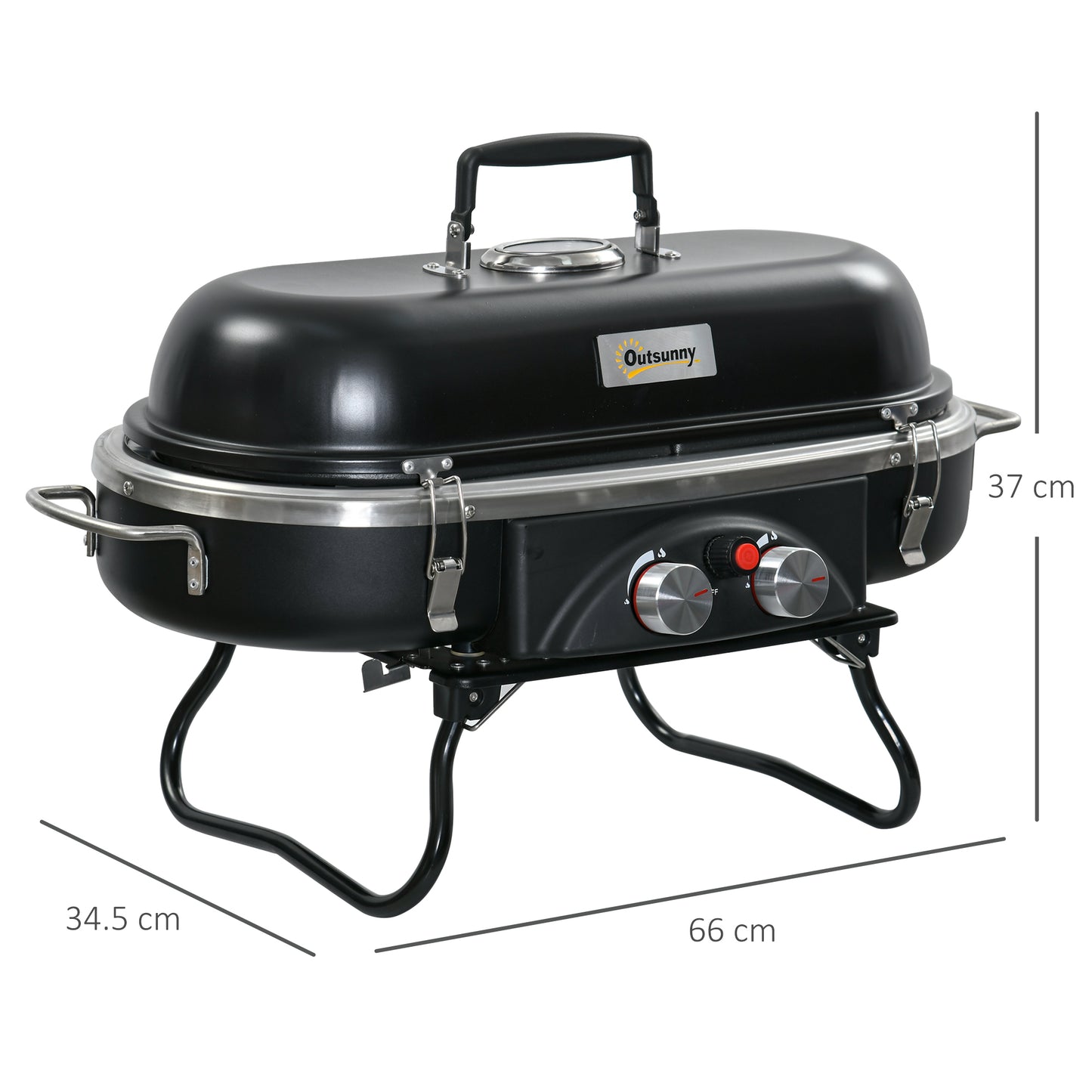 outsunny-foldable-gas-bbq-grill-2-burner-table-top-barbecue-w-lid-piezo-ignition-thermometer-for-camping-picnic-cooking-aluminium-alloy