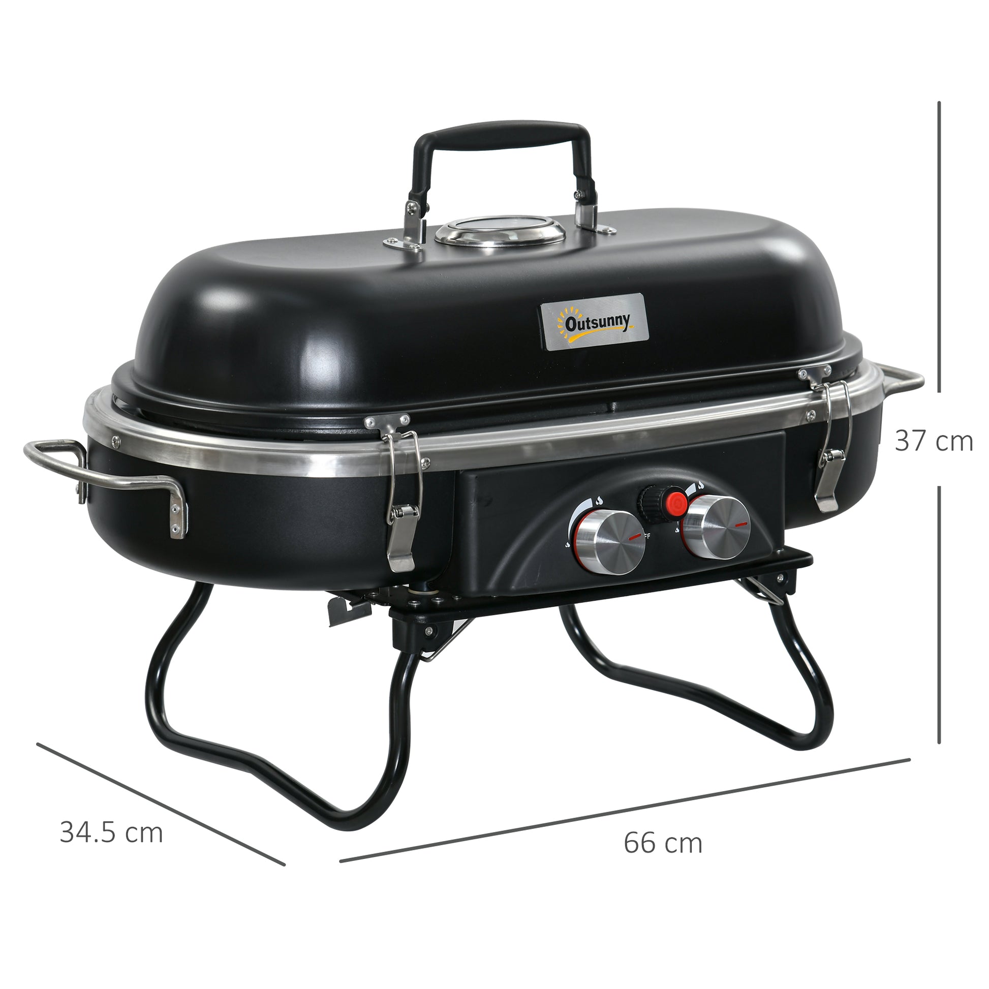 outsunny-foldable-gas-bbq-grill-2-burner-table-top-barbecue-w-lid-piezo-ignition-thermometer-for-camping-picnic-cooking-aluminium-alloy