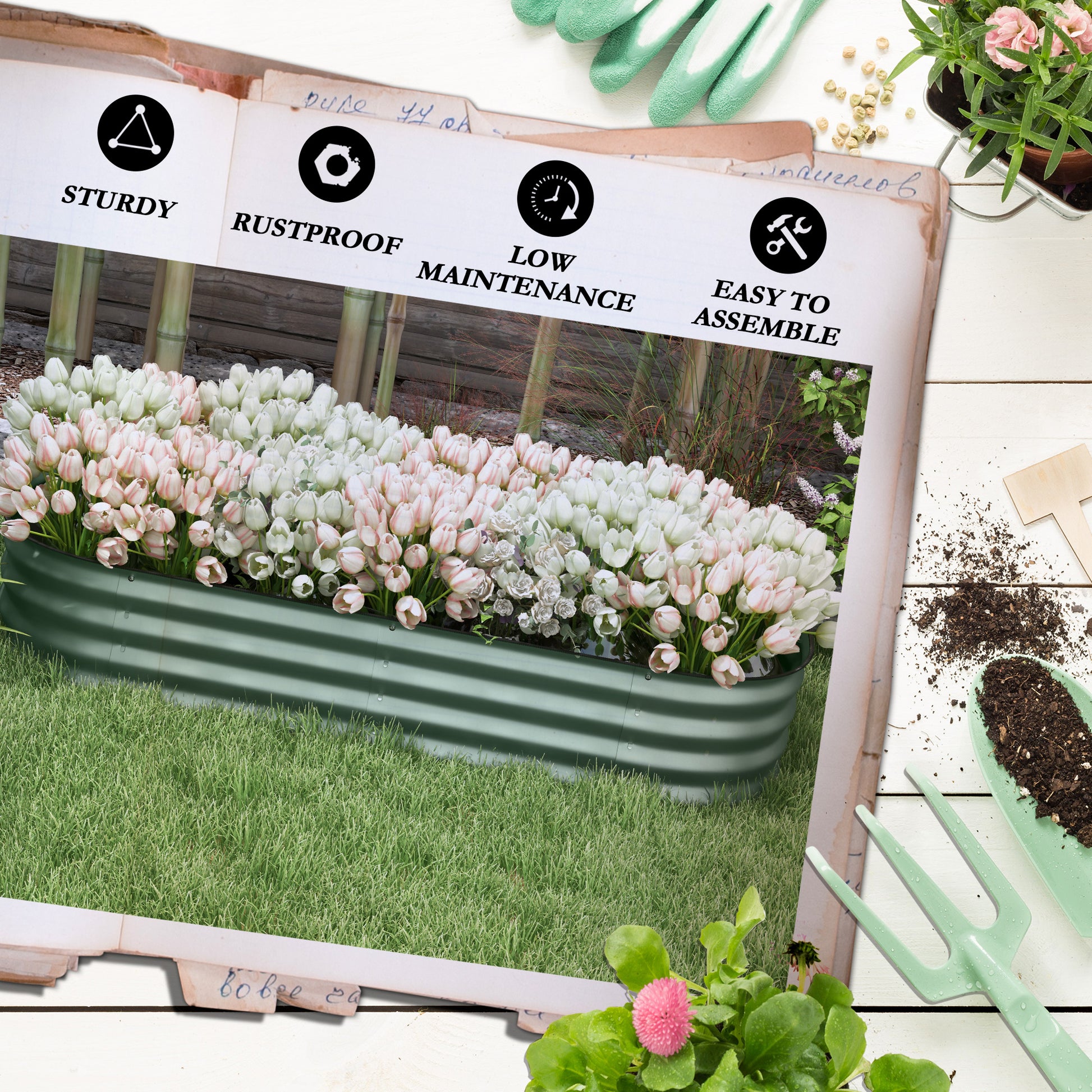 outsunny-galvanised-raised-garden-bed-metal-planter-box-with-safety-edging-for-flowers-herbs-succulents-green