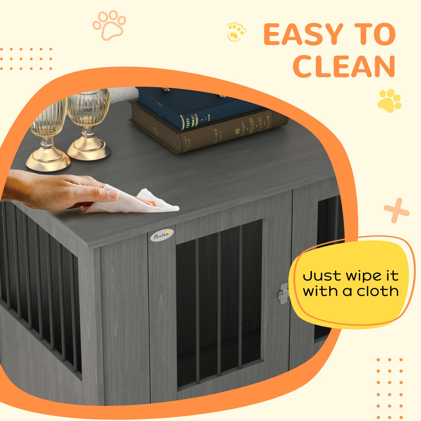 PawHut Dog Crate Table for Medium and Large Dogs with Magnetic Door for Indoor Use, 100 x 55 x 80 cm, Grey