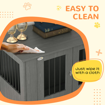 PawHut Dog Crate Table for Medium and Large Dogs with Magnetic Door for Indoor Use, 100 x 55 x 80 cm, Grey