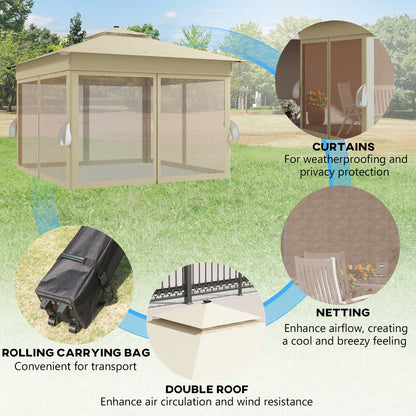 outsunny-3-x-3m-pop-up-gazebo-party-tent-with-solar-powered-led-lights-adjustable-event-shelter-with-curtain-netting-khaki