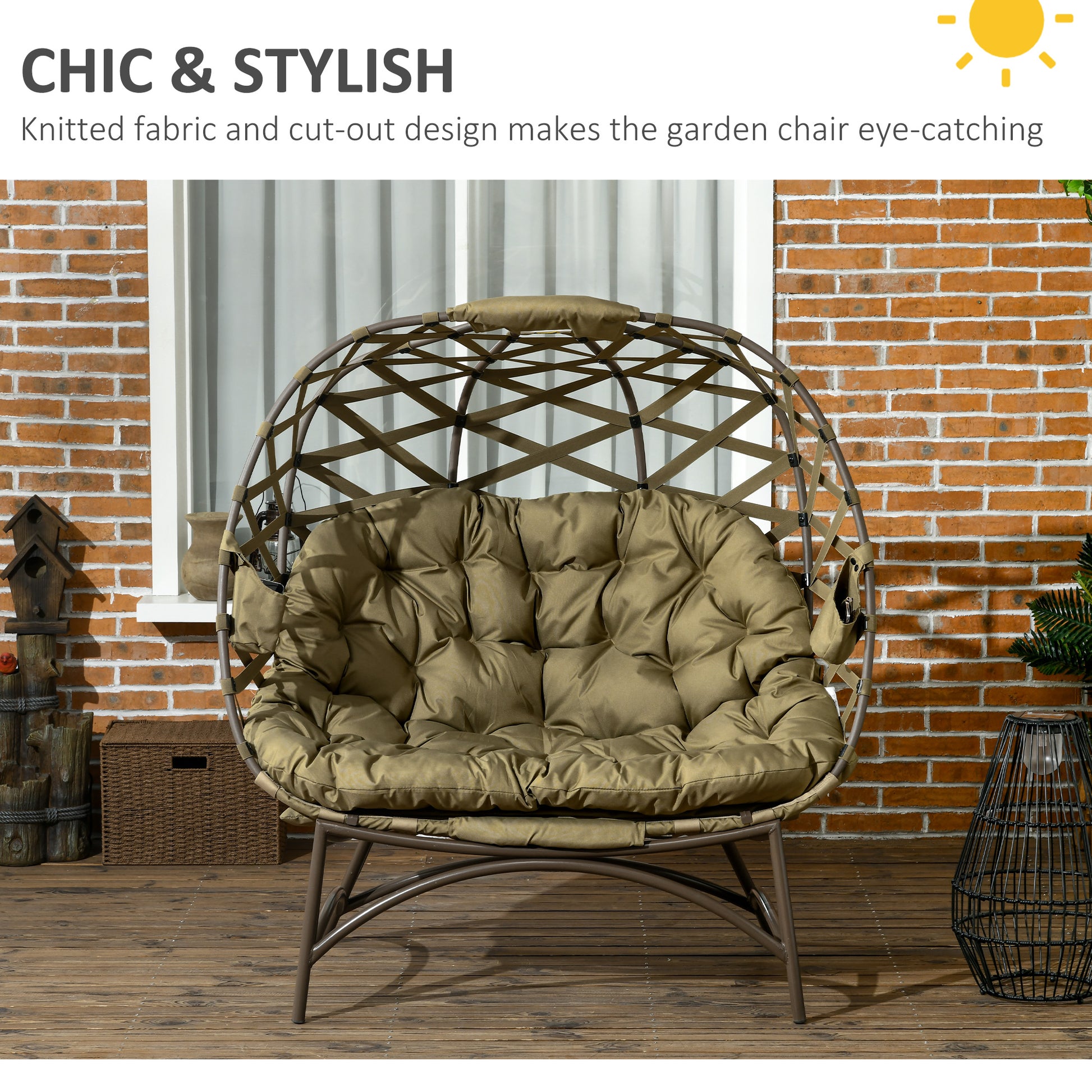 outsunny-2-seater-egg-chair-outdoor-folding-weave-garden-furniture-chair-with-cushion-cup-pockets-khaki