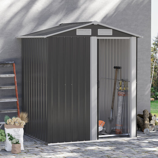 outsunny-5ft-x-4ft-garden-metal-storage-shed-tool-storage-shed-with-sliding-door-sloped-roof-and-floor-foundation-for-garden-backyard-patio-grey