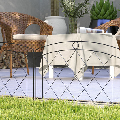 outsunny-metal-decorative-outdoor-picket-fence-panels-set-of-6-black