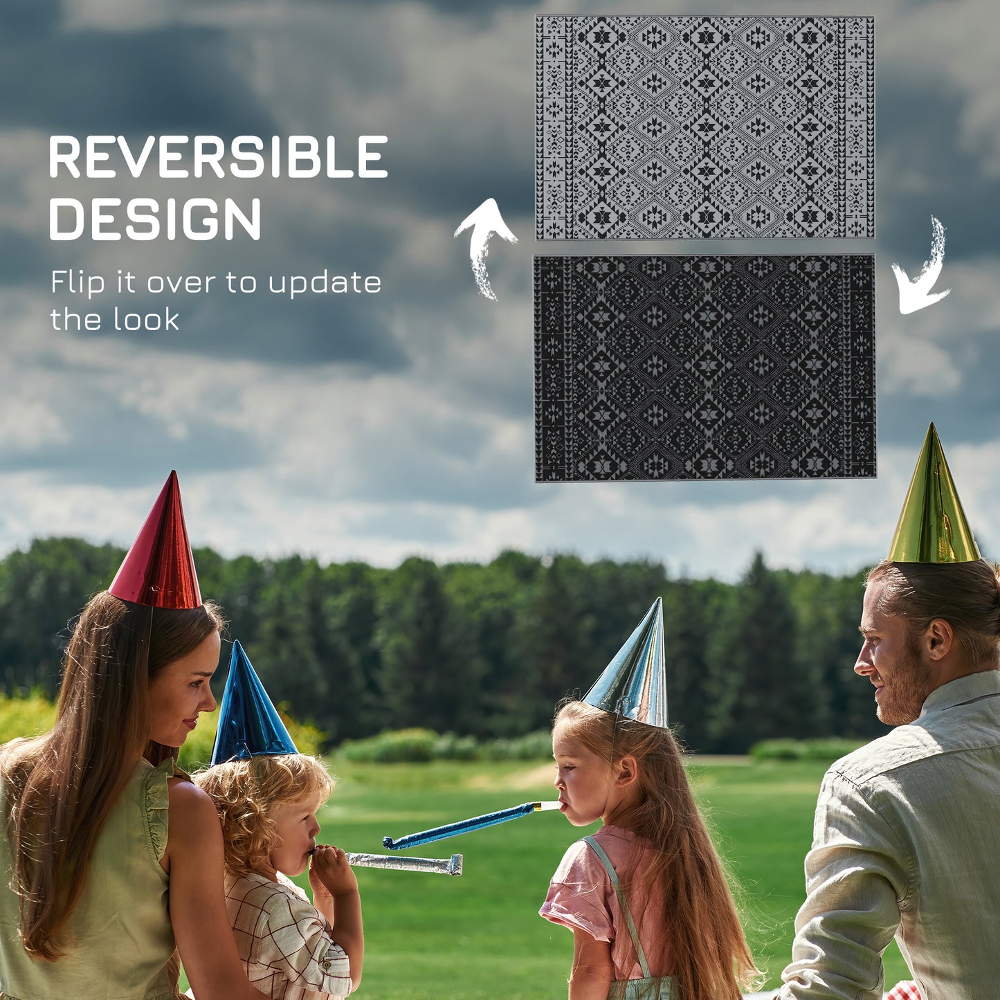 outsunny-plastic-straw-reversible-rv-outdoor-rug-with-carry-bag-182-x-274cm-black-and-grey