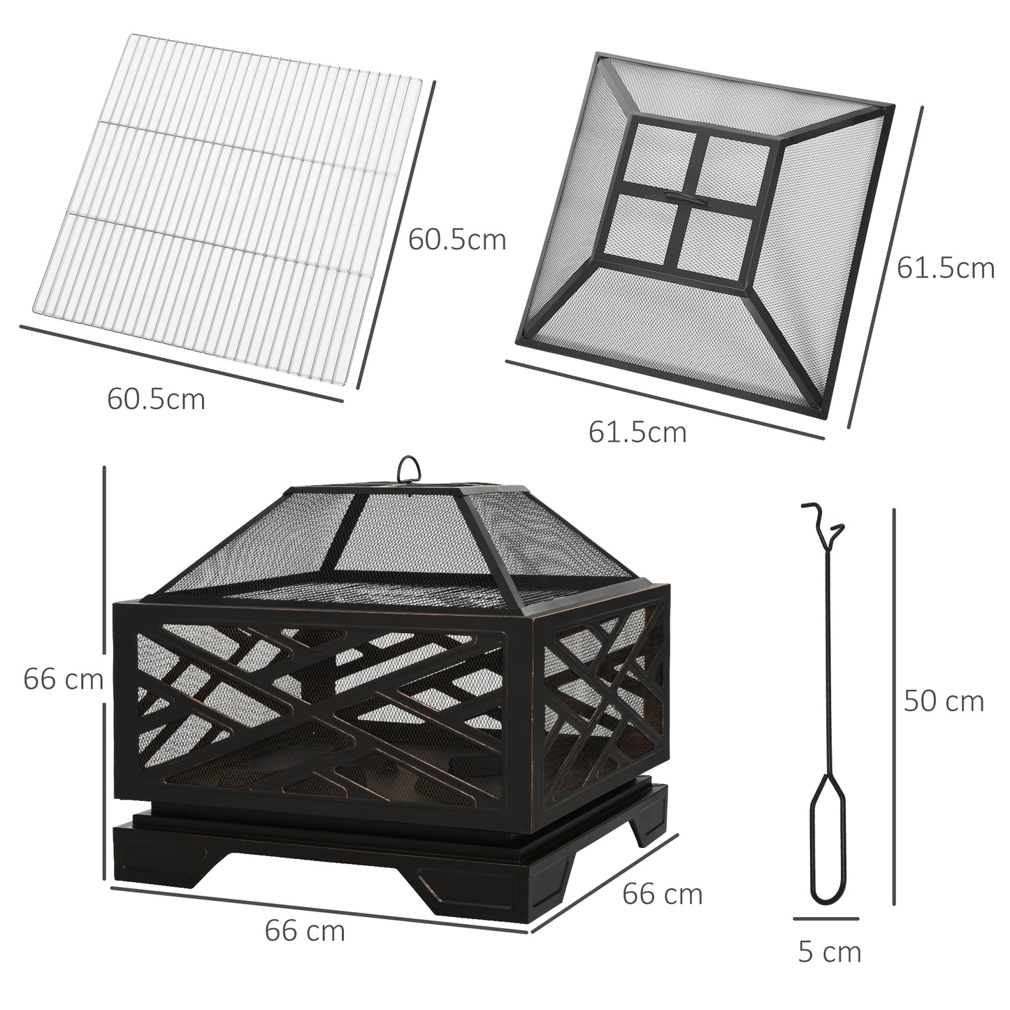 outsunny-66cm-2-in-1-square-fire-pit-metal-brazier-for-garden-patio-with-bbq-grill-shelf-spark-screen-cover-poker-black
