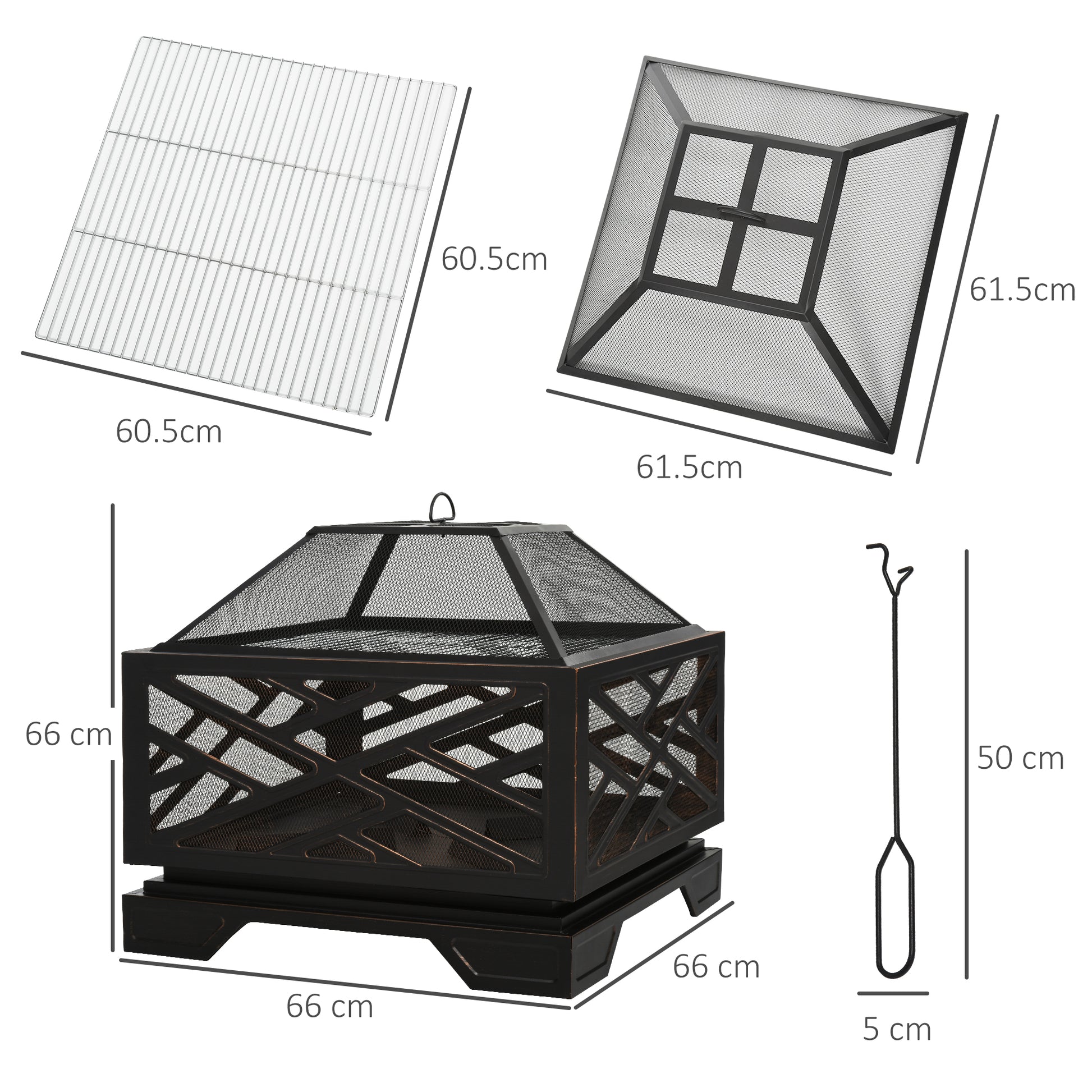 outsunny-66cm-2-in-1-square-fire-pit-metal-brazier-for-garden-patio-with-bbq-grill-shelf-spark-screen-cover-poker-black
