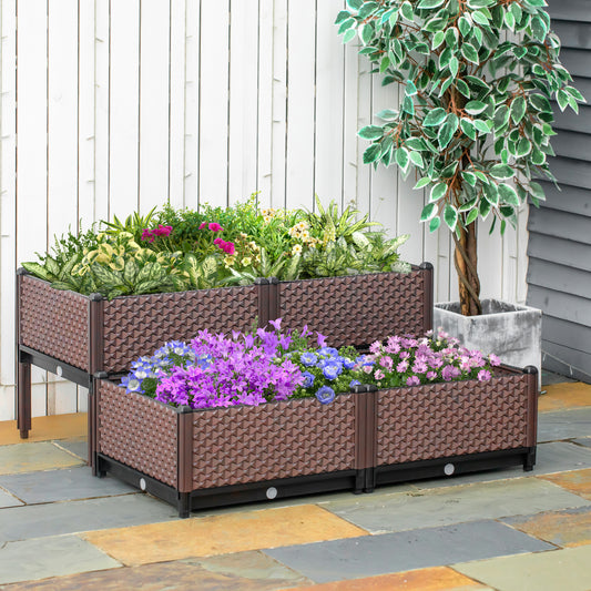 outsunny-50cm-x-50cm-x-46-5cm-set-of-4-garden-raised-bed-kit-diy-elevated-planter-box-flower-vegetables-planting-container-w-self-watering-design