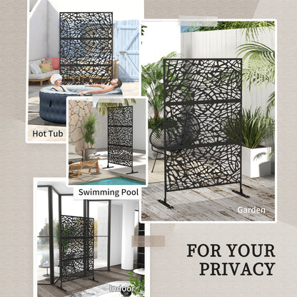 outsunny-metal-decorative-privacy-screen-outdoor-divider-black-twisted-lines