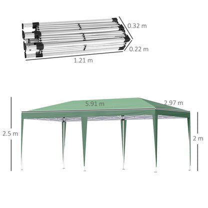outsunny-pop-up-gazebo-double-roof-foldable-canopy-tent-wedding-awning-canopy-w-carrying-bag-6-m-x-3-m-x-2-65-m-green