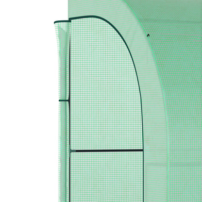 outsunny-walk-in-lean-to-wall-greenhouse-with-windows-and-doors-2-tiers-6-wired-shelves-300l-x-150w-x-215hcm-green
