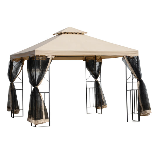outsunny-3x3m-garden-gazebo-tent-w-netting-2-tier-roof