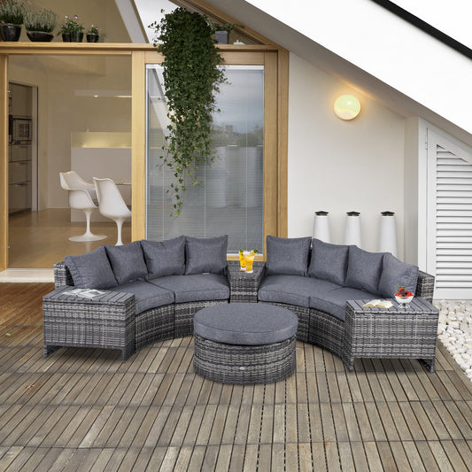 outsunny-4-seater-outdoor-pe-rattan-wicker-sofa-set-half-round-conversation-w-1-umbrella-hole-side-table-and-2-storage-side-tables-grey