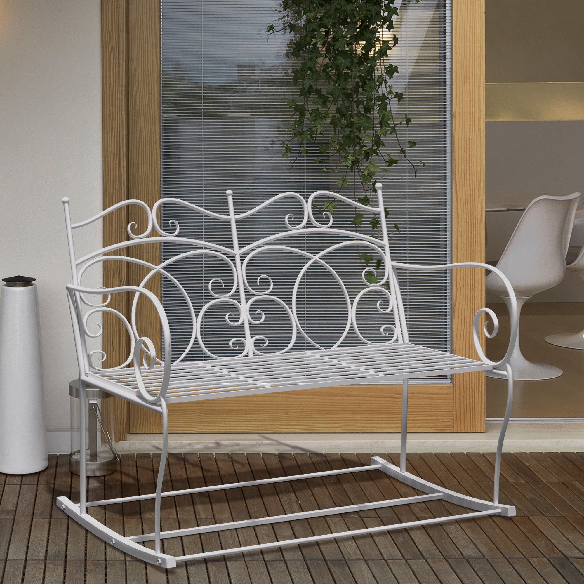 Metal Garden Rocking Bench Outsunny Patio 2 Seater Rocking Bench Steel Garden Outdoor Garden Love ...