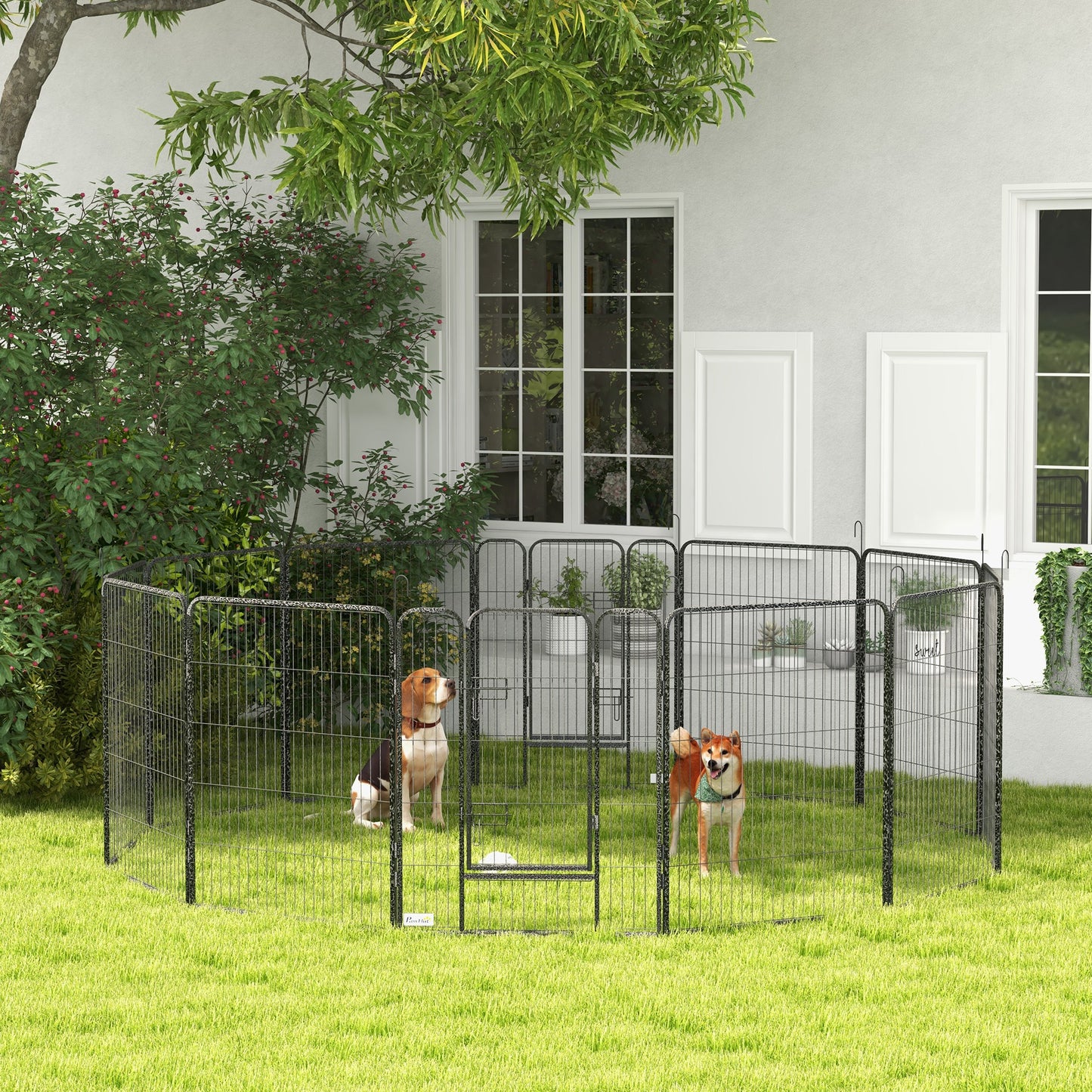 PawHut Heavy Duty Puppy Play Pen, 12 Panels Pet Exercise Pet, Pet Playpen for Small, Medium and Large Dogs