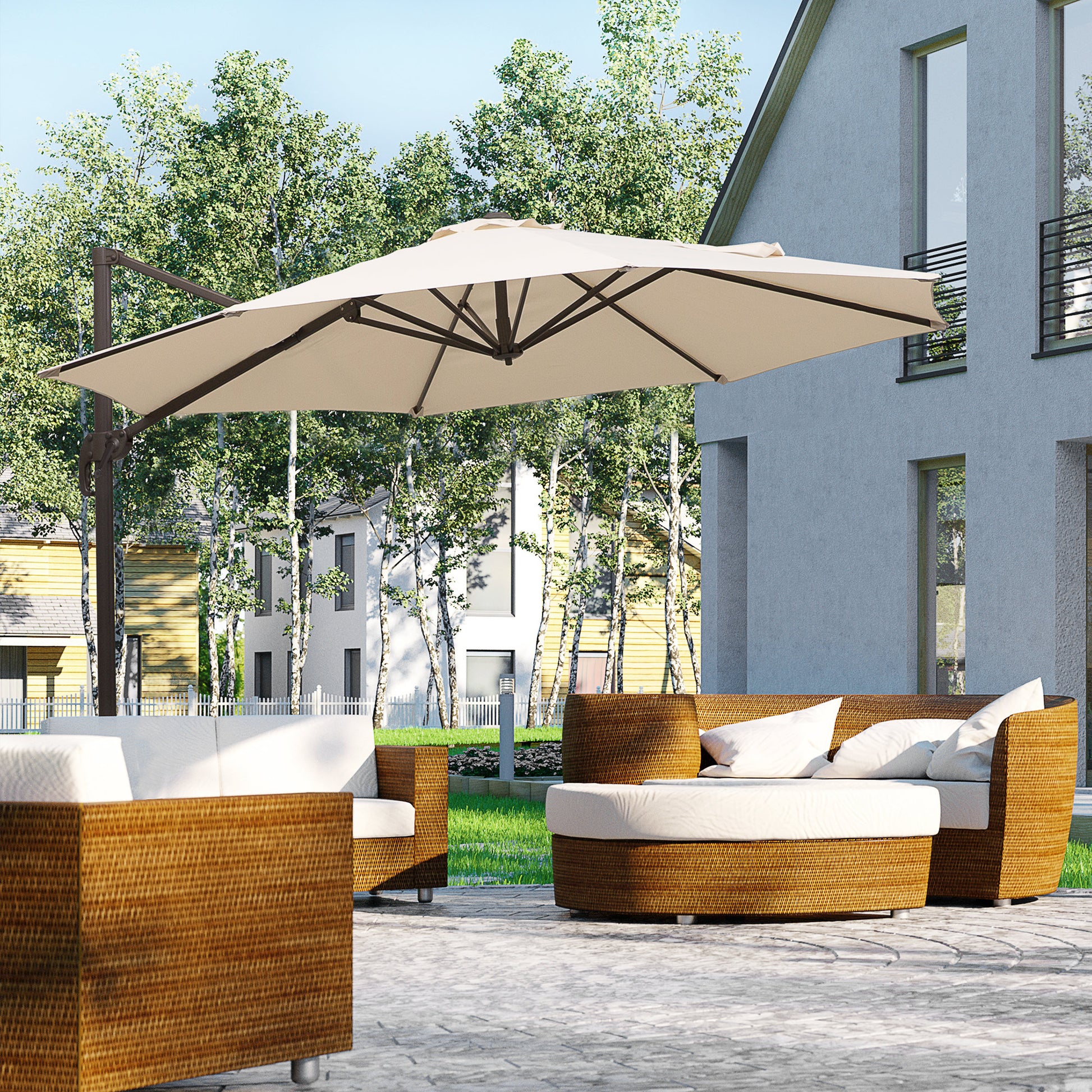 banana frame patio umbrella STRONG CAMEL 10' Cantilever Offset Sunshade Hanging Umbre Sunny Outdoor US Made with durable fabric and a special water 1pc patio umbrella cover 1pc