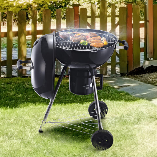 outsunny-freestanding-charcoal-barbecue-grill-garden-portable-bbq-smoker-w-wheels-storage-shelves-and-on-body-thermometer-black