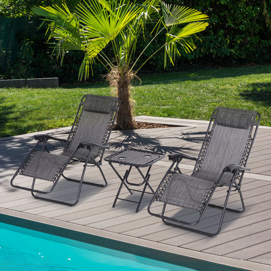 outsunny-3pcs-folding-zero-gravity-chairs-sun-lounger-table-set-w-cup-holders-reclining-garden-yard-pool-light-grey