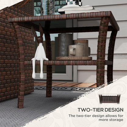 outsunny-50cm-outdoor-pe-rattan-coffee-table-patio-wicker-two-tier-side-table-with-glass-top-for-patio-garden-balcony-brown