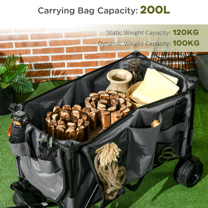 outsunny-folding-garden-trolley-cargo-traile-on-wheels-collapsible-camping-trolley-outdoor-utility-wagon-dark-grey