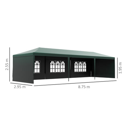 outsunny-9-x-3-m-garden-gazebo-marquee-party-wedding-tent-canopy-green