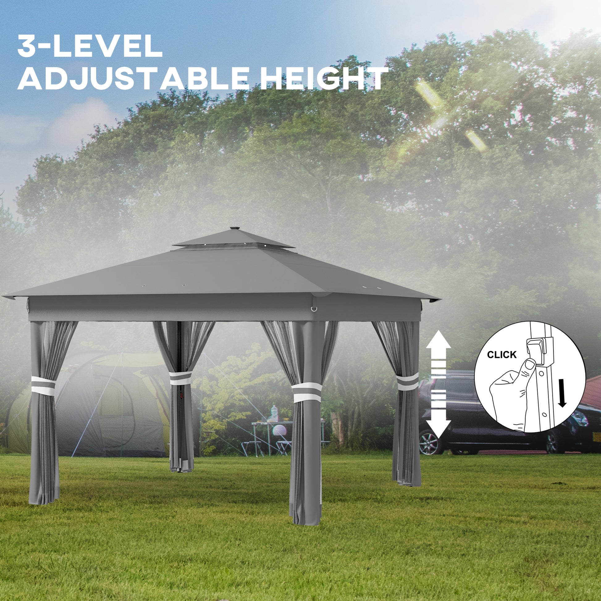 outsunny-3-x-3m-pop-up-gazebo-party-tent-with-solar-powered-led-lights-adjustable-event-shelter-with-curtain-netting-grey
