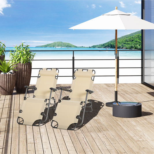 outsunny-2-pieces-foldable-sun-loungers-with-adjustable-back-outdoor-reclining-garden-chairs-with-pillow-and-armrests-beige