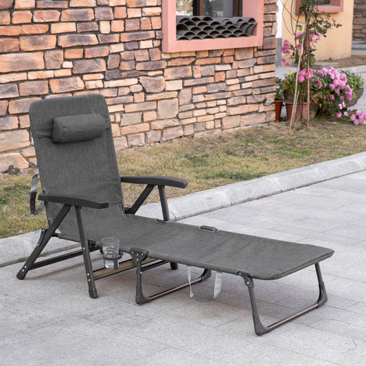outsunny-garden-lounger-mesh-fabric-lounge-chair-7-reclining-position-sleeping-bed-w-pillow-cup-holder-or-poolside-94h-x-72w-x-159d-dark-grey