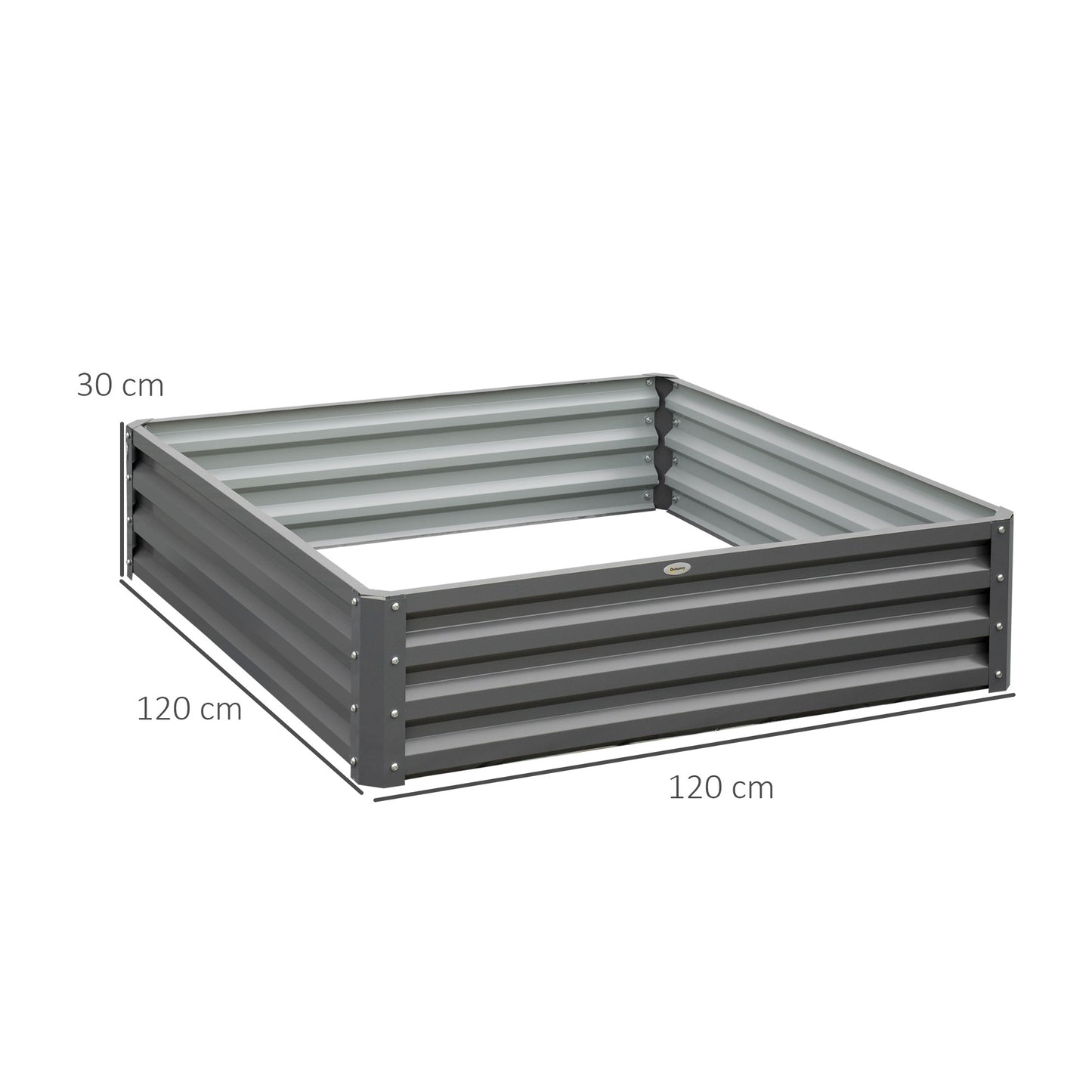 outsunny-432l-square-raised-garden-bed-box-steel-frame-for-vegetables-flowers-and-herbs-120-x-120-x-30cm-light-grey
