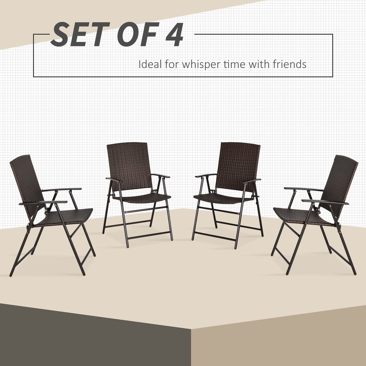 outsunny-4pcs-rattan-chair-garden-furniture-wicker-foldable-chair-steel-frame-for-poolside-garden