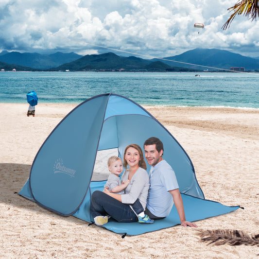 outsunny-2-3-person-pop-up-beach-tent-hiking-uv-30-protection-patio-sun-shelter-blue