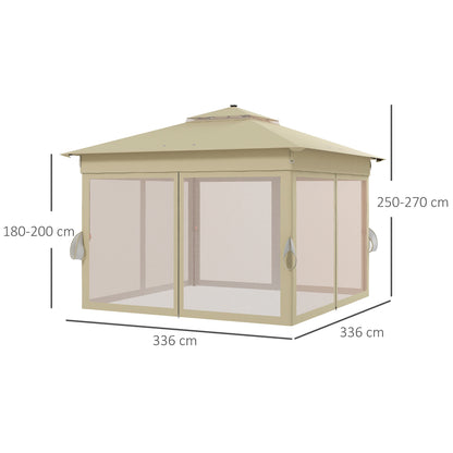 outsunny-3-x-3m-pop-up-gazebo-party-tent-with-solar-powered-led-lights-adjustable-event-shelter-with-curtain-netting-khaki