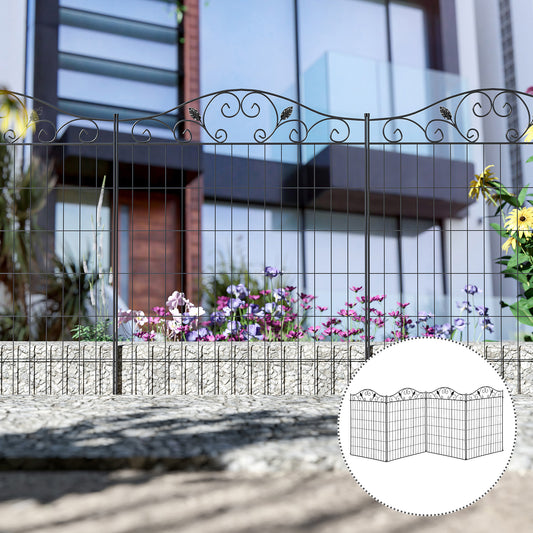 outsunny-garden-decorative-fence-4-panels-44in-x-12ft-metal-wire-landscape-border-edging