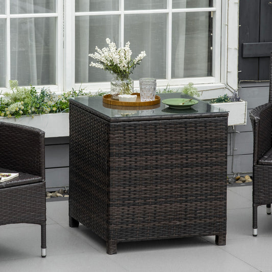 outsunny-rattan-garden-furniture-side-table-patio-frame-tempered-glass-new-brown