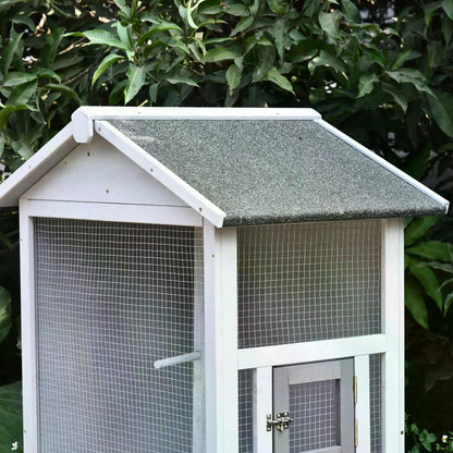 PawHut Wooden Outdoor Bird Cage, Featuring a Large Play House with Removable Bottom Tray 4 Perch