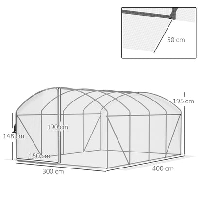 outsunny-polytunnel-greenhouse-walk-in-grow-house-with-uv-resistant-pe-cover-door-galvanised-steel-frame-4-x-3-x-2m-white