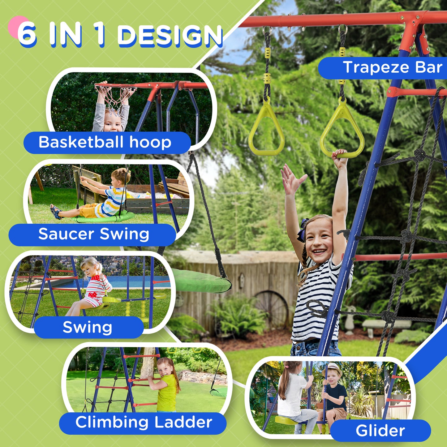 outsunny-6-in-1-metal-garden-swing-set-kids-swings-with-double-swings-climbing-frame-glider-trapeze-bar-basketball-hoop