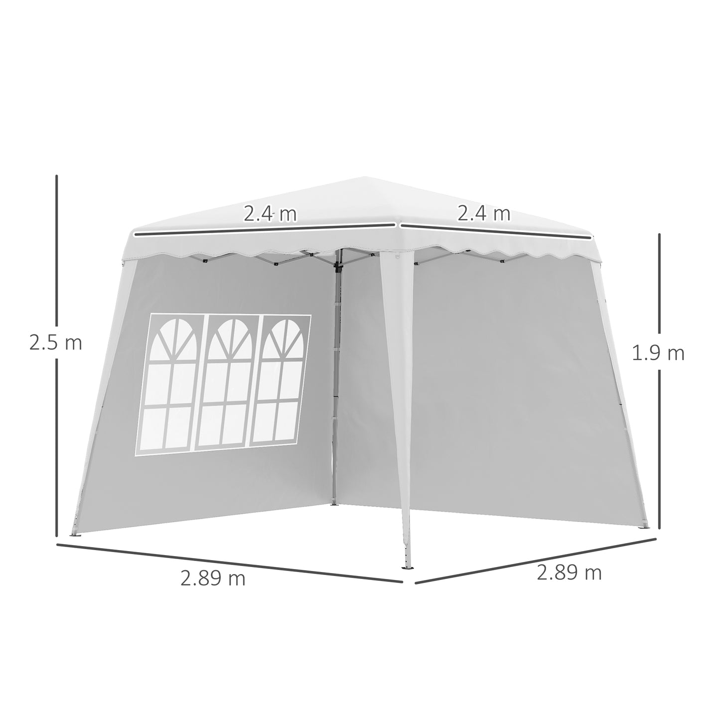 outsunny-2-9-x-2-9m-pop-up-gazebo-with-2-sides-slant-legs-and-carry-bag-height-adjustable-uv50-party-tent-event-shelter-for-garden-patio-white