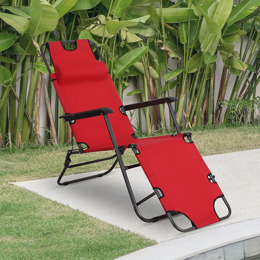 outsunny-2-in-1-sun-lounger-folding-reclining-chair-garden-outdoor-camping-adjustable-back-with-pillow-red