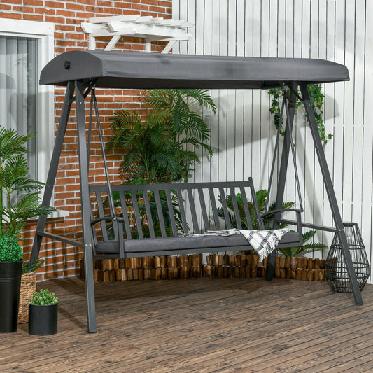 outsunny-3-seat-garden-swing-chair-outdoor-canopy-swing-with-removable-cushion-adjustable-shade-and-slatted-bench-for-porch-poolside-dark-grey