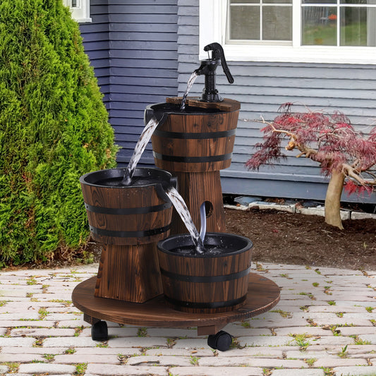 outsunny-fir-wood-3-barrel-water-foundation-w-pump