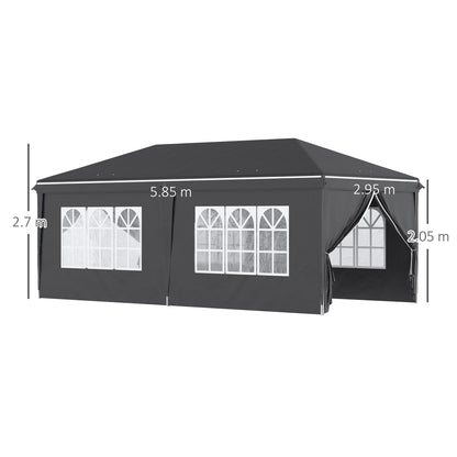 outsunny-3-x-6-m-pop-up-gazebo-with-sides-and-windows-height-adjustable-party-tent-with-storage-bag-for-garden-camping-event-black