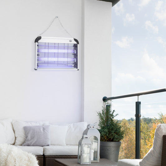 outsunny-free-standing-wall-hanging-20w-electric-fly-mosquito-killer-electric-fly-zapper-bug-zapper-insect-killer-silver