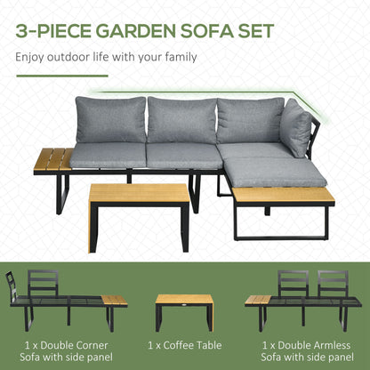 outsunny-4-seater-garden-sofa-set-patio-conversation-set-w-padded-cushions-wood-grain-plastic-top-table-and-side-panel-dark-grey