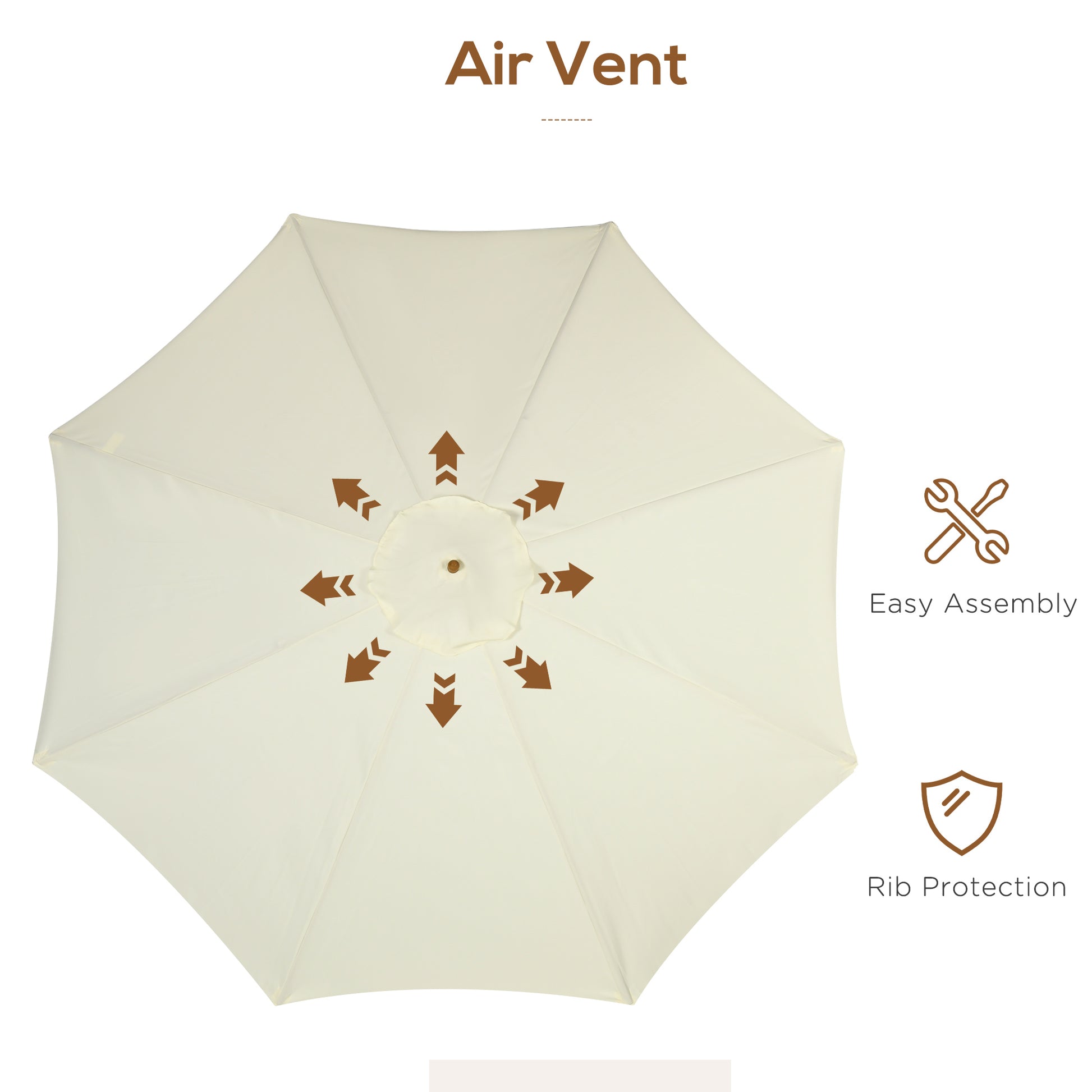 outsunny-3-3m-patio-umbrella-garden-parasol-outdoor-sun-shade-canopy-with-8-bamboo-ribs-ruffles-and-wood-pole-beige