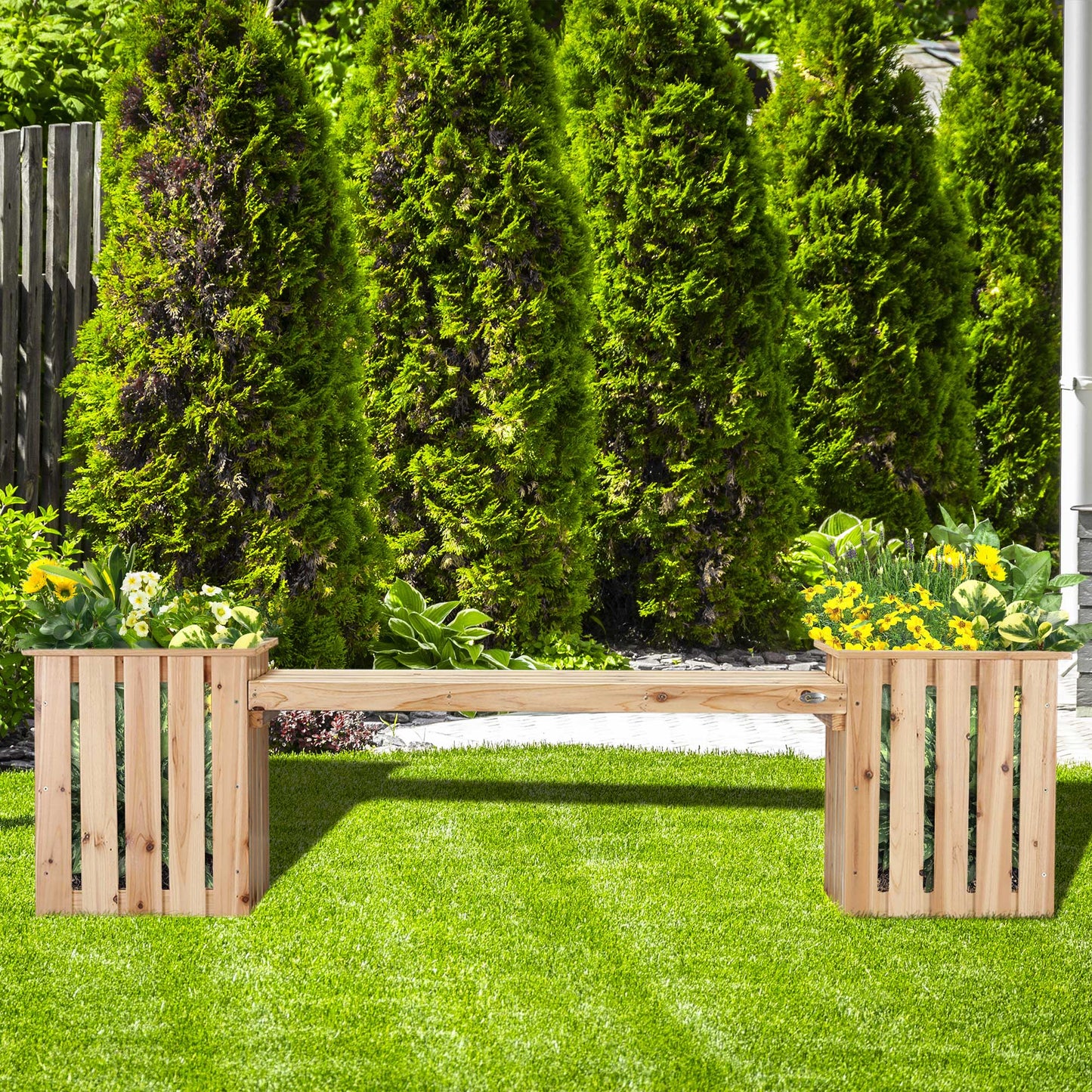 outsunny-wooden-planters-bench-combination-flower-pot-planter-box-with-garden-bench-for-patio-park-and-deck-192-x-43-x-50-cm-natural