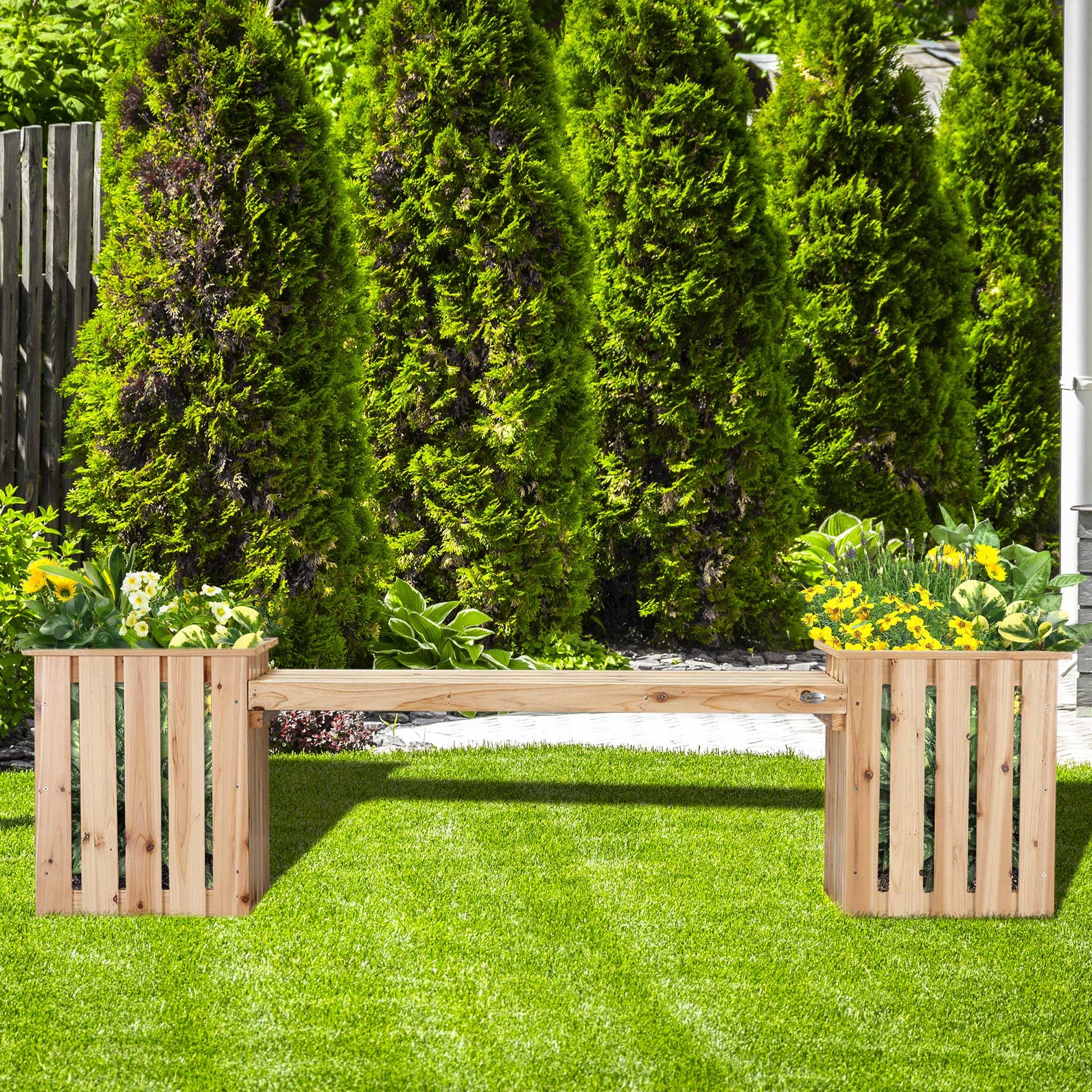 outsunny-wooden-planters-bench-combination-flower-pot-planter-box-with-garden-bench-for-patio-park-and-deck-192-x-43-x-50-cm-natural