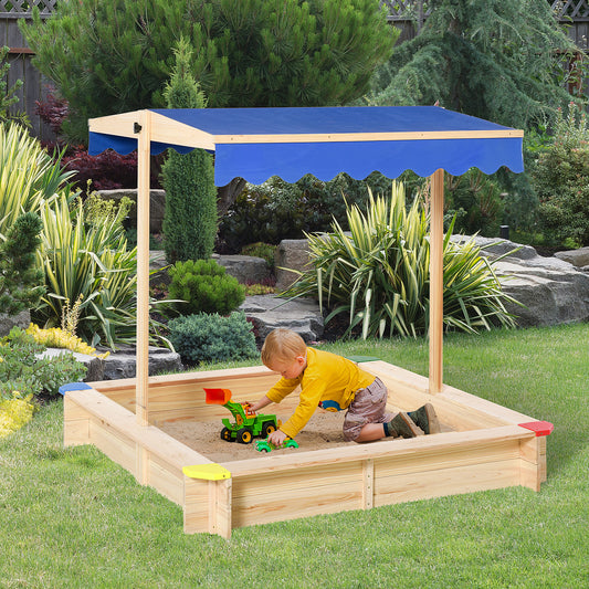 outsunny-kids-wooden-sandpit-children-cabana-square-sandbox-outdoor-backyard-playset-play-station-adjustable-canopy-bench-seat-120x120x120cm