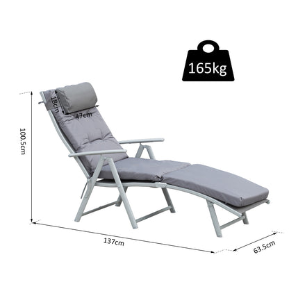outsunny-outdoor-patio-sun-lounger-garden-texteline-foldable-reclining-chair-pillow-adjustable-recliner-with-cushion-grey